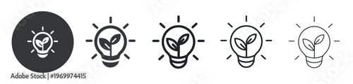 Green Energy Idea thin line and solid icon. Multi series icon. Web minimal icon