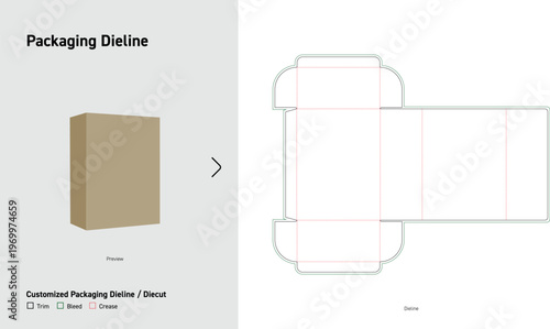 Straight Tuck End Box Packaging Dieline Folding Carton Template