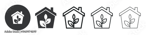 Eco-Friendly Home thin line and solid icon. Multi series icon. Web minimal icon