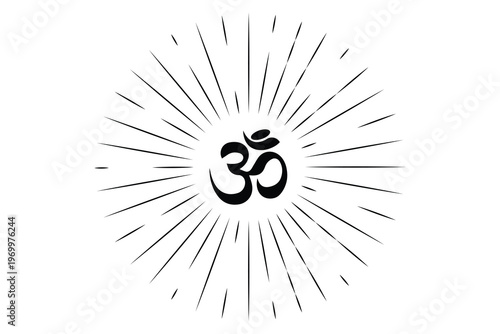 shining light Om or Aum Indian sacred sound icon for apps and websites