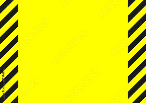 警告や注意、禁止などのための背景、左右のトラ柄テープ、黄色のコピースペース