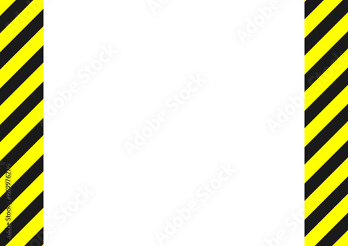 警告や注意、禁止などのための背景、左右のトラ柄テープ、白色のコピースペース