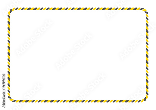 警告や注意、禁止などのためのフレーム背景、トラ柄のロープの飾り枠