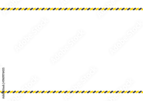 警告や注意、禁止などのためのフレーム背景、上下にトラ柄のロープの飾り