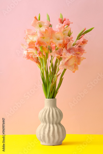 Vase with bouquet of beauti...