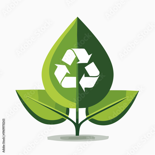 Nachhaltigkeit Icon mit Blatt und Recycling Symbol