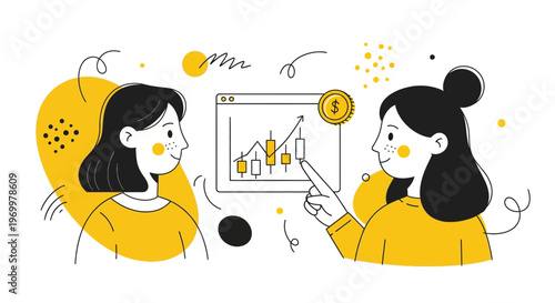 Professional business women analyze financial growth chart for successful investment strategy and market data planning statistics