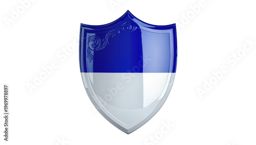 Metallic silver shield, featuring royal blue upper section with ornate floral corner design Free Download Metallic silver shield, featuring royal blue upper section with ornate floral corner design - GFXLoad