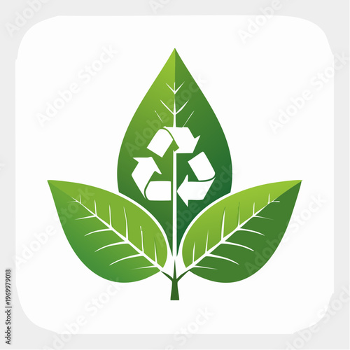 Nachhaltigkeit Icon mit Blatt und Recycling Symbol