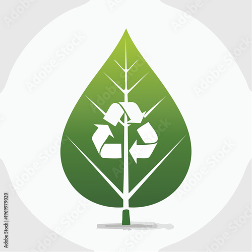 Nachhaltigkeit Icon mit Blatt und Recycling Symbol