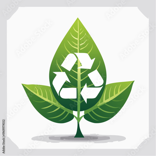 Nachhaltigkeit Icon mit Blatt und Recycling Symbol