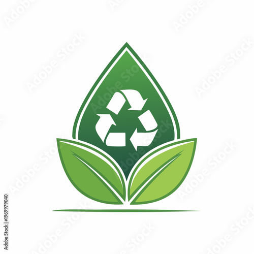 Nachhaltigkeit Icon mit Blatt und Recycling Symbol