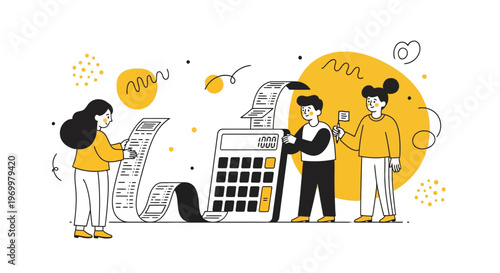 Tax preparation people use calculator for business finance budget money and accounting and planning and work