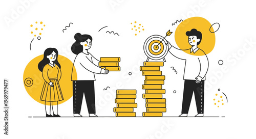 Successful family wealth growth and financial savings goal with gold coins stack for future planning strategy