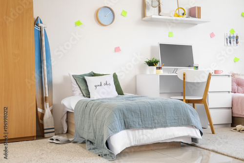 Interior of dorm room with ...