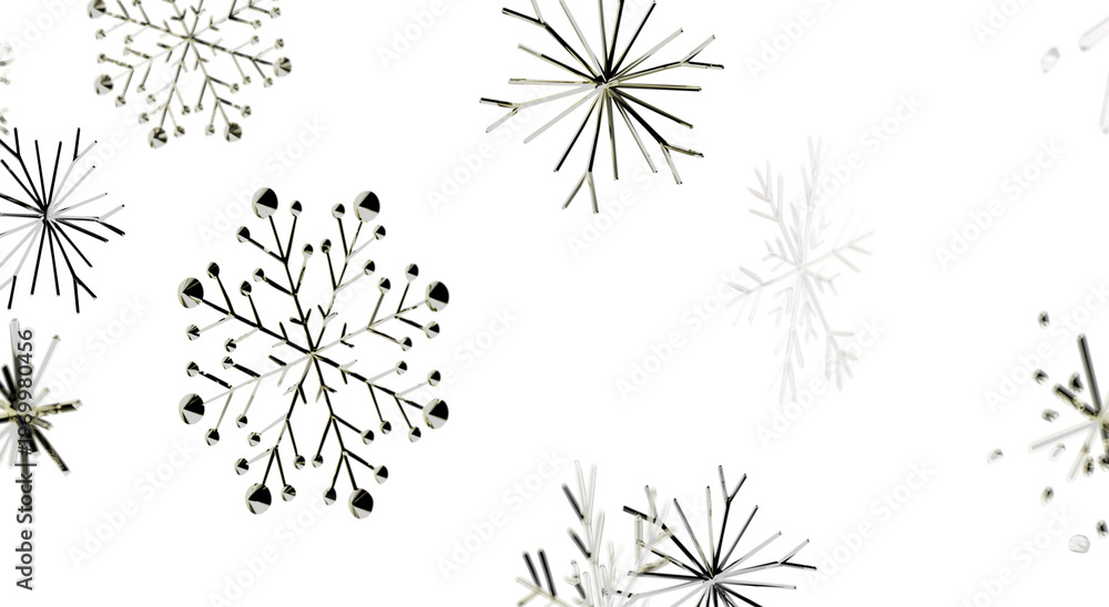 Obraz premium Elegant winter design featuring abstract snowflakes on white, perfect for backgrounds and holiday th