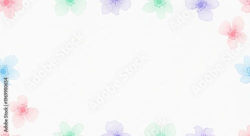 Seamless pattern with watercolor flowers in pastel colors, delicate floral background for wedding invitations