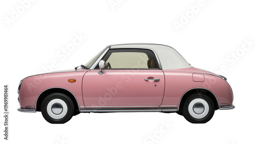 Canvas Print Pink vintage Datsun roadster, showcasing chrome bumpers and round headlights
