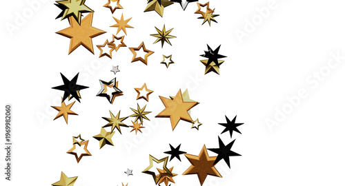 Abstract golden stars on wh...
