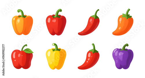 capsicum collection illustration, chili set illustration, pepper assortment illustration, vegetable collection illustration, food set illustration, fresh vegetable illustration, organic vegetable illu