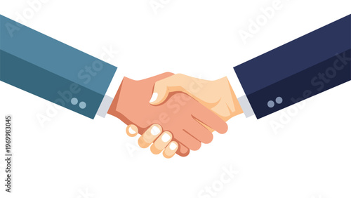 Close up of two business professionals in suits shaking hands to symbolize a successful partnership, agreement, or completed deal.