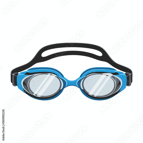 Blue swimming goggles with a black strap and reflective lenses