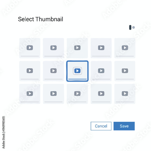 UI screen for selecting a video thumbnail from a grid of options