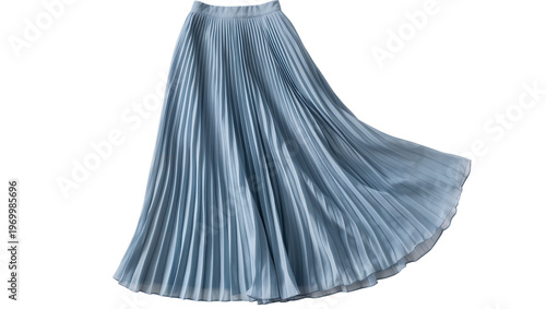 Canvas Print Flowing blue pleated skirt cascading fabric creating a voluminous, elegant silho