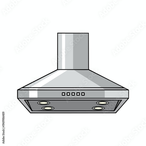 Sleek modern kitchen range hood with lights and control buttons