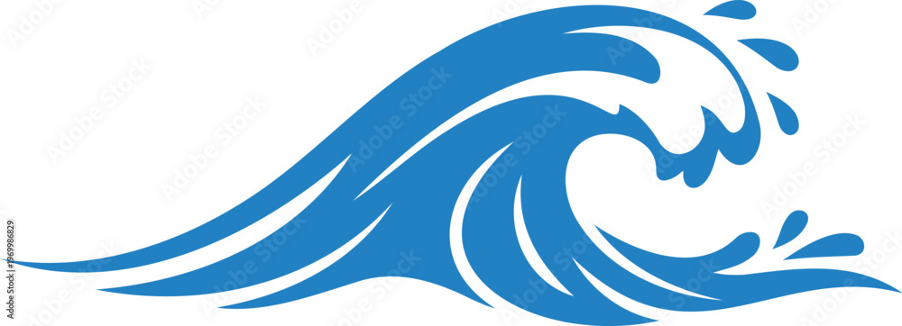 Fototapeta premium Curved Water Wave Splash Vector Illustration in Minimal Flat Style