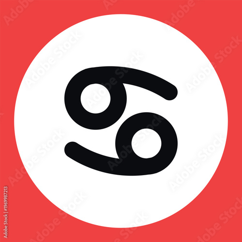 Zodiac horoscope. Cancer astrological icon symbol. Stylized star sign esoteric. Simple line vector illustration.