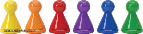 Colorful leasure board game pawn, with white tonespng