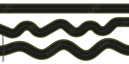 winding road vector, straight highway path, asphalt road illustration, journey map elements, navigation route graphics, wavy street vector, travel path icons, road trip symbols