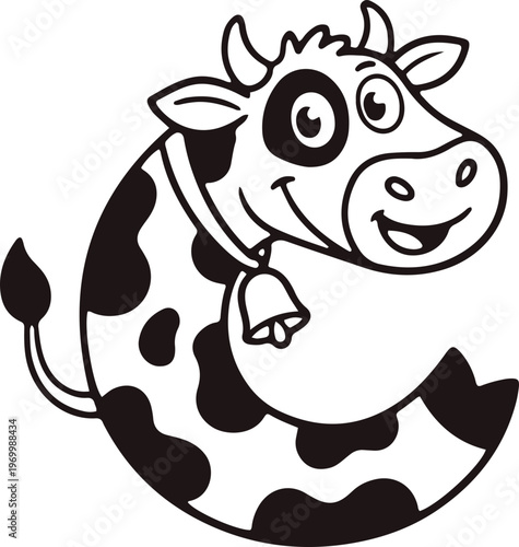 Cute Cartoon Cow Letter C Alphabet Coloring Page