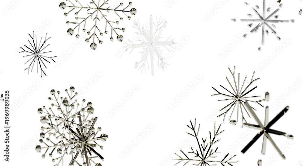 Obraz premium Decorative snowflakes on white, perfect for holiday or winter designs. Elegant and festive backgroun