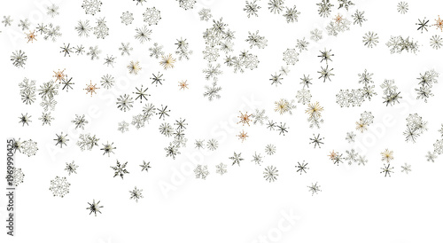 Falling snowflakes on white...