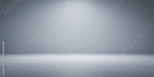 Abstract room with a brushed silver metal texture on a gray concrete wall illuminated by bright spotlights creating a shiny stainless steel backdrop pattern