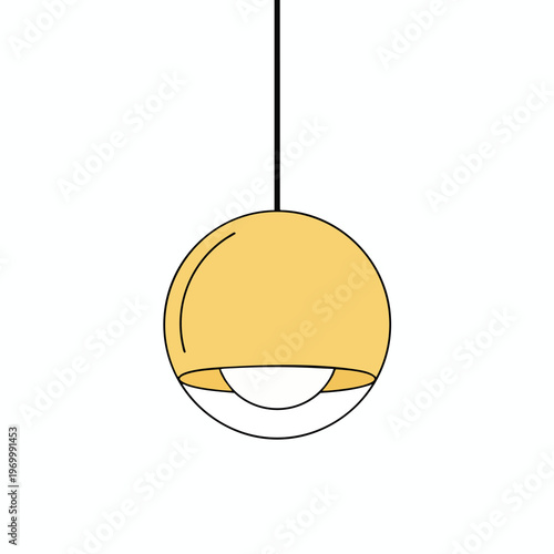 A simple, graphic illustration of a hanging pendant light with a yellow shade
