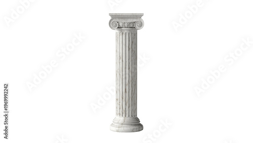 Konstfotografi Elegant gray marble column, ornate Corinthian capital atop fluted shaft