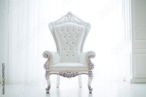 white throne chair empty luxury royal interior