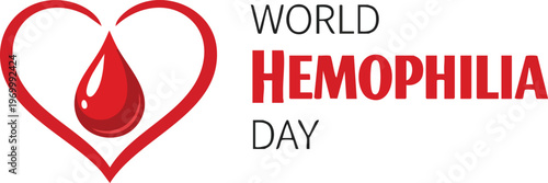 World hemophilia day awareness symbol with heart and blood drop