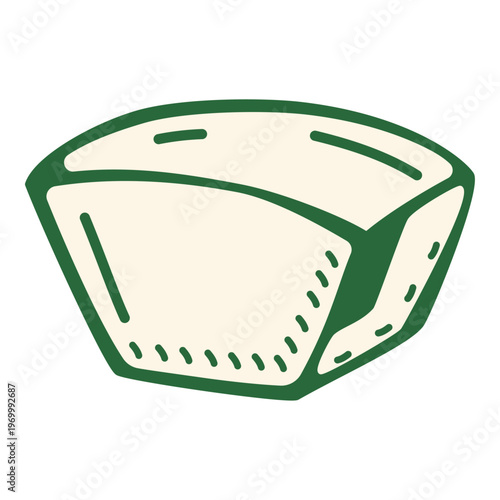 Filter papers in a hand-drawn style. Coffee filter papers for brewing coffee, essential coffee tool for making clean filter coffee.