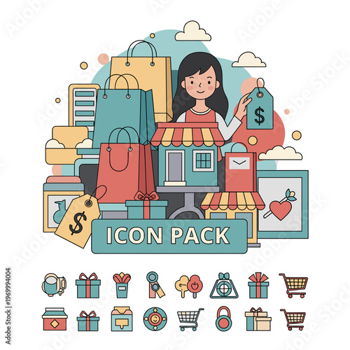 A set of colorful icons featuring gifts, money, and a mug, conveying a sense of generosity and celebration.