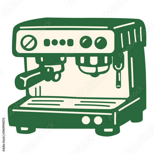 Espresso machine for high-pressure extraction. Hand-drawn illustration