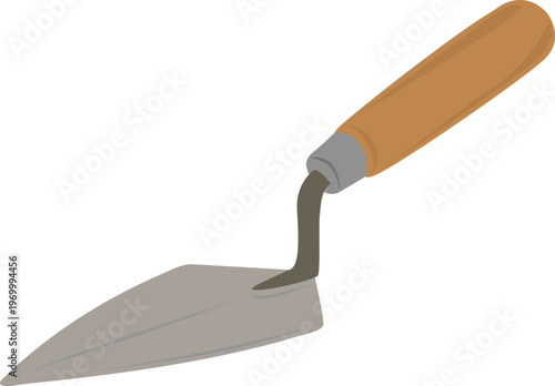 Trowel. Hand held construction tool with a triangular or rectangular metal blade. Application, distribution and leveling of mortars. Finishing and plastering work. Construction and repair.