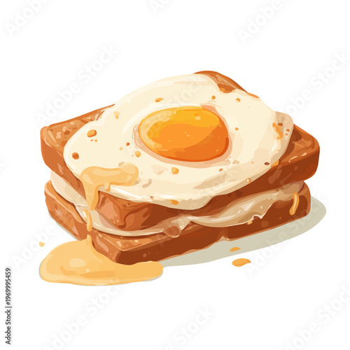 Croque Madame, illustrated as a clean 2D flat vector icon isolated on a white background