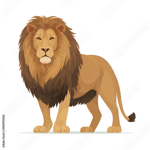 Lion, rendered in a minimalist 2D flat vector icon style against a pure white backdrop