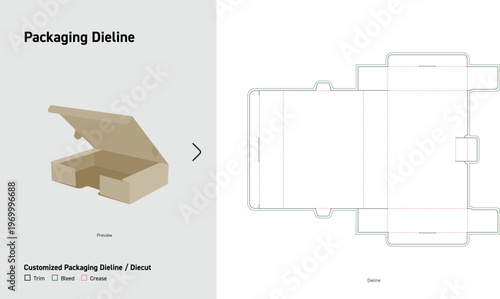 Hinged Lid Mailer Box Packaging Dieline Subscription Box Die Cut Template