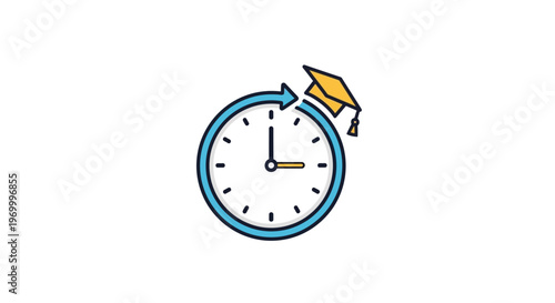 Clock with graduation cap on top.