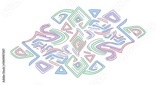 Colorful abstract shapes and symbols.